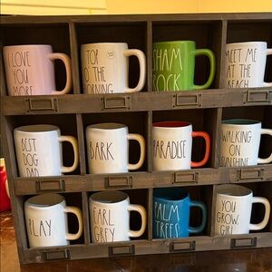 Rae Dunn Ceramic Mugs with Pink, Green, Red, Teal, Blue Interiors